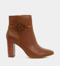 Bottines à talon Marleigh cuir Marron Lauren Ralph Lauren