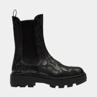 Bottines en cuir brodé Noir Miu Miu