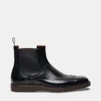 Bottines en cuir fleuri Noir Santoni