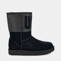 Bottines en suède et laine à paillettes Classic Short Noir Ugg