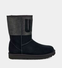 Bottines en suède et laine à paillettes Classic Short Noir Ugg