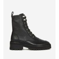 Bottines hautes en cuir noir style rangers Noir The Kooples