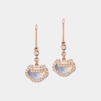 Boucles d'oreilles Yu Yi en or rose nacre et diamants Jaune Qeelin