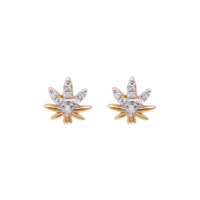 Boucles d'oreilles feuille en Or et Diamants Jaune Djula