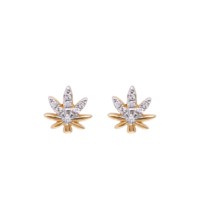 Boucles d'oreilles feuille en Or et Diamants Jaune Djula