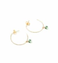 Boucles d'oreilles moyennes créoles martelées - or 18 carats et saphir Jaune YAY Paris