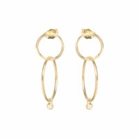 Boucles d’oreilles pendantes Bezel Diamonds en or 14 carats Jaune Zoe Chicco