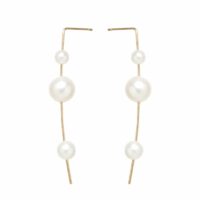 Boucles d’oreilles pendantes perles White Pearls en or 14 carats Jaune Zoe Chicco