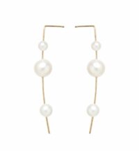 Boucles d’oreilles pendantes perles White Pearls en or 14 carats Jaune Zoe Chicco