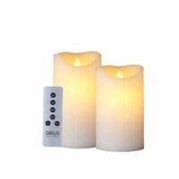 Bougie lumineuse LED vraie cire vacillante lot de 2 et telecommande Blanc Sirius