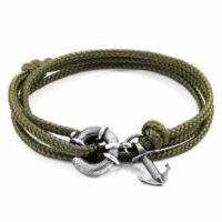 Bracelet Ancre Argenté Et Corde CLYDE Vert Anchor & Crew