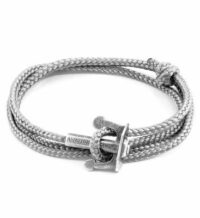 Bracelet Ancre Argenté Et Corde UNION Gris Anchor & Crew