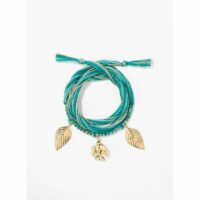 Bracelet Honolulu charms colombe et feuiles Vert Aurélie Bidermann