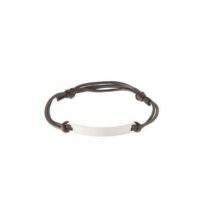 Bracelet Plaque Argent brossé Marron Atelier de Famille