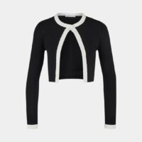 Cardigan bicolore 1 bouton logo Noir T by Alexander Wang