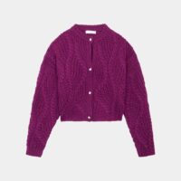 Cardigan droit Divine Tresse court en laine Violet Roseanna