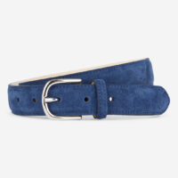 Ceinture Clark fine en cuir velours Bleu Allen St