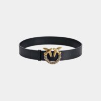 Ceinture Love Jewel Hips en cuir Noir Pinko