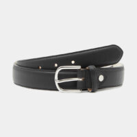 Ceinture bombée Jones cuir grainé Noir Allen St