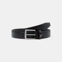 Ceinture fine bombée cuir Noir Serge Blanco