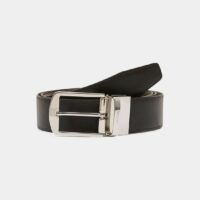 Ceinture large cuir grainé Noir Lancel