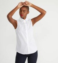 Chemise Akuna sans manches stretch cintrée Blanc Lauren Ralph Lauren