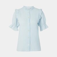 Chemise Hollbox gaze coton manches courtes Bleu Seven August