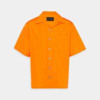 Chemise à manches courtes en coton Orange Prada