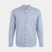 Chemise droite chinée coton doux Bleu Homecore