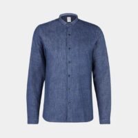 Chemise droite coton à fines rayures Bleu Homecore