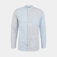 Chemise droite coton bio à rayures Bleu Knowledge Cotton Apparel