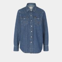 Chemise droite coton denim Bleu Wrangler