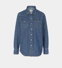Chemise droite coton denim Bleu Wrangler