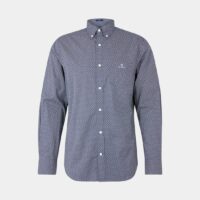 Chemise droite coton micro pois Bleu Gant