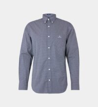 Chemise droite coton micro pois Bleu Gant