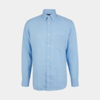 Chemise droite en lin Bleu Eden Park