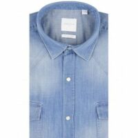 Chemise slim fit western en denim Bleu Atelier Privé