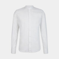 Chemise slim lin et coton col officier Blanc Karl Lagerfeld