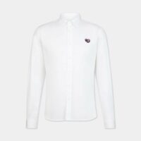 Chemise slim unie écusson griffé coton Blanc Maison Labiche