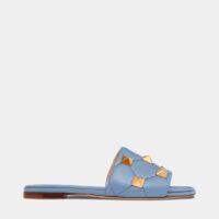 Claquettes Roman Stud en cuir Bleu Valentino Garavani