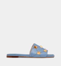 Claquettes Roman Stud en cuir Bleu Valentino Garavani