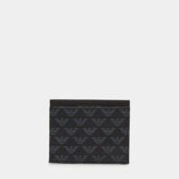 Coffret porte-cartes et porte-clefs cuir monogrammé Noir Emporio Armani