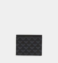 Coffret porte-cartes et porte-clefs cuir monogrammé Noir Emporio Armani