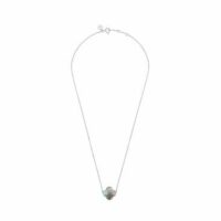 Collier Or Blanc Trefle Labradorite Gris Morganne Bello