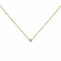 Collier doré à l'or fin cristal bleu PARIS Jaune Caroline Najman