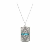 Collier pendentif argent et pierre turquoise C5 Gris Henko