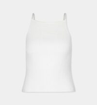 Crop Top Drew maille coton bretelles perles Blanc Musier