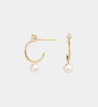 Demi-créoles en or diamant et perle Jaune Zoe Chicco