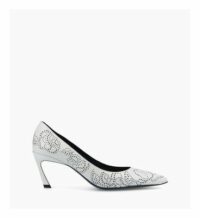 Escarpin à bout pointu cuir de vachette perforé DOMINO 65 Blanc Free Lance