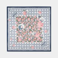 Foulard en twill de soie motif Jardin Secret Bleu Lancel